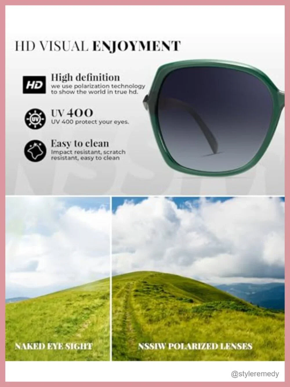 Polarized Sunglasses for Women Trendy UV400 Protection Glitter Temple Shades
